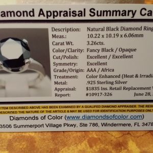 3.6 carat authentic black diamond ring